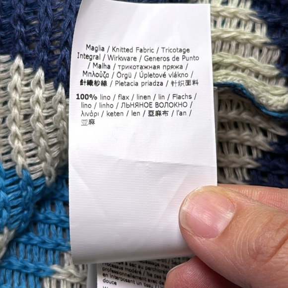 WEEKEND Max Mara 100% Linen Venusia Scoop Neck Crop Sweater Chevron Women's sz M - Picture 10 of 12